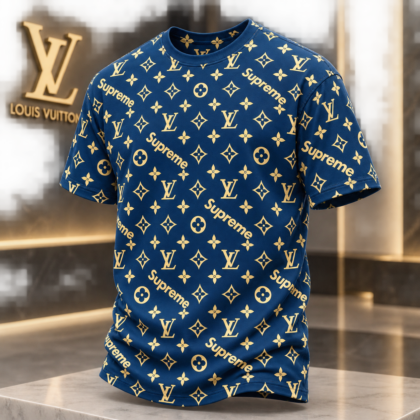 Louis Vuitton | Gold Supreme Monogram Print T-Shirt Winter 2026 Collection