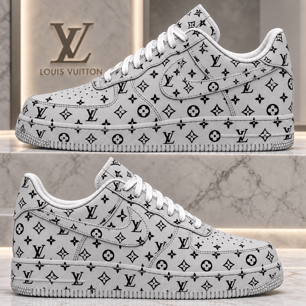 Louis Vuitton | Monochrome Monogram Print Sneakers Winter 2026 Collection