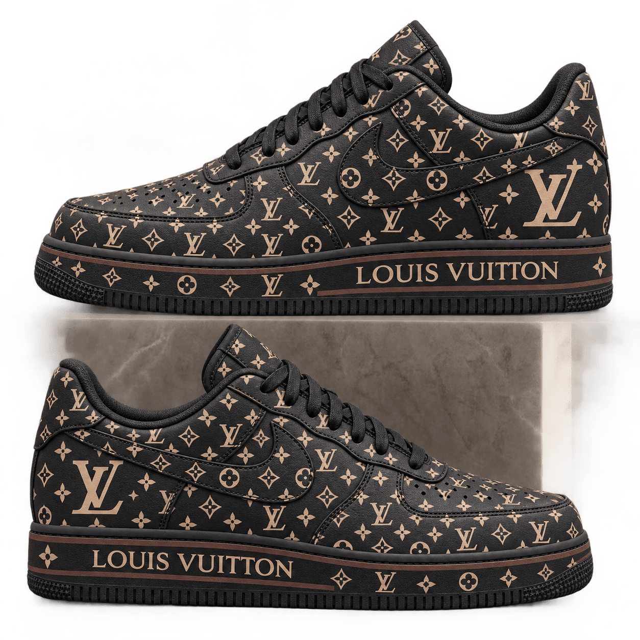 Louis Vuitton | Black Tan Monogram Print Sneakers Fall 2026 Collection