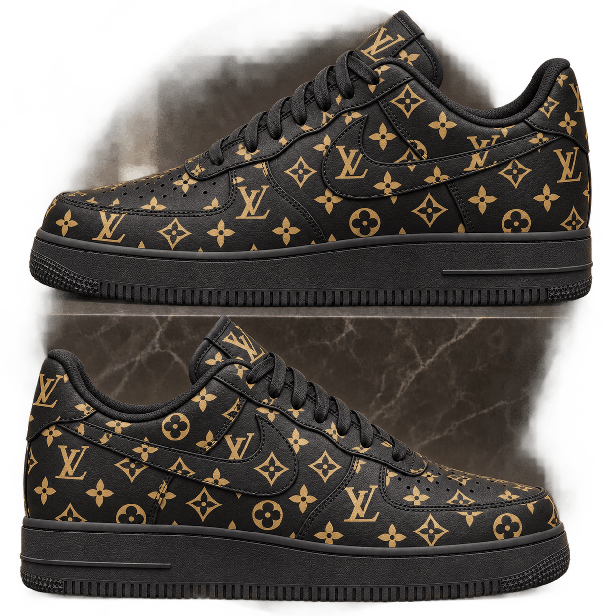 Louis Vuitton | Black Gold Monogram Print Sneakers Winter 2026 Collection