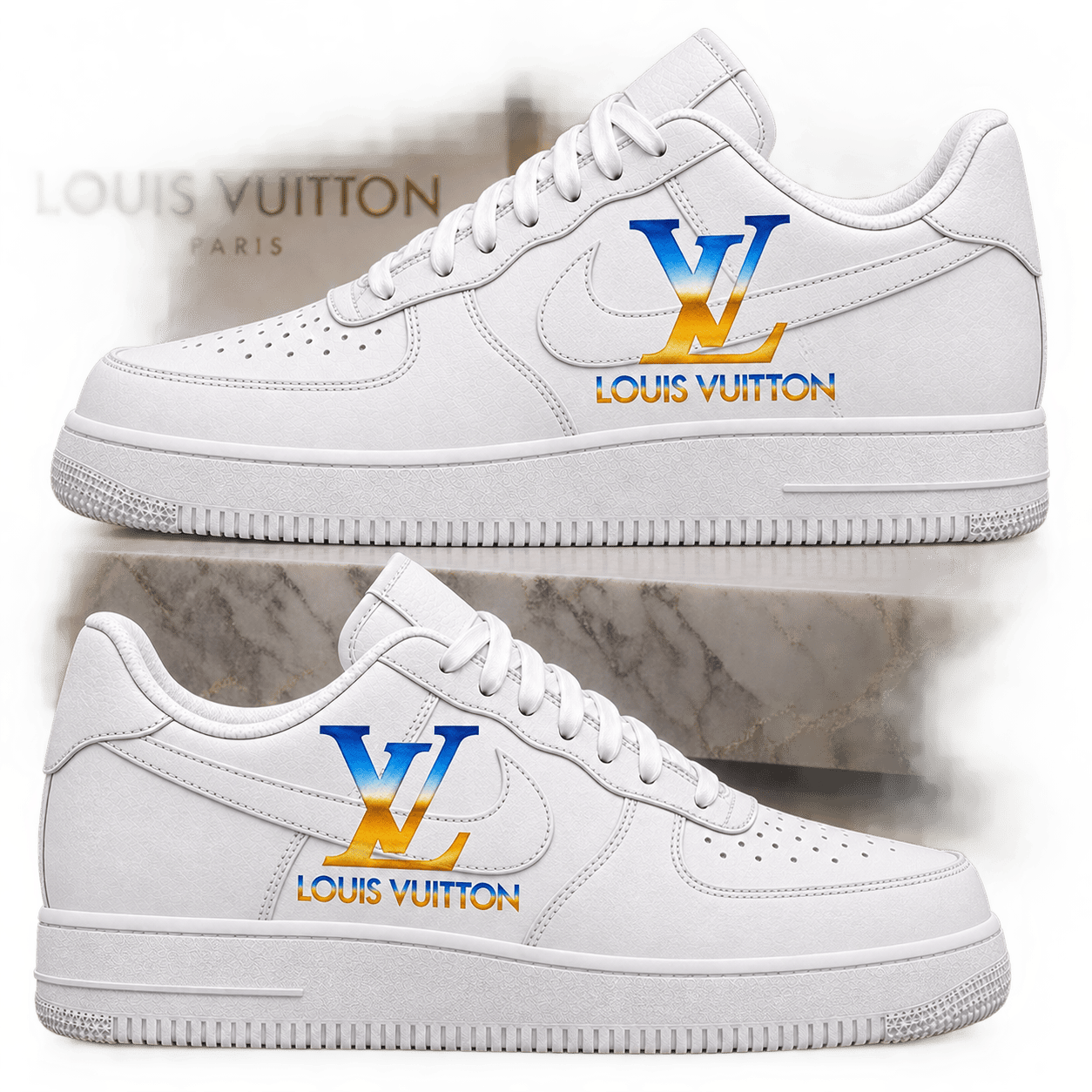 Louis Vuitton | Blue Gold Gradient Monogram Sneakers Winter 2026 Collection