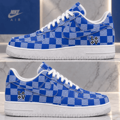 Louis Vuitton | Cobalt Checkerboard Print Sneakers Winter 2026 Collection