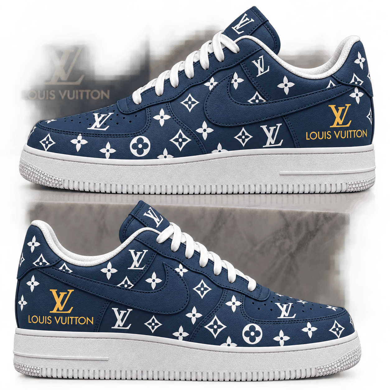 Louis Vuitton | Navy Signature Monogram Sneakers Winter 2026 Collection