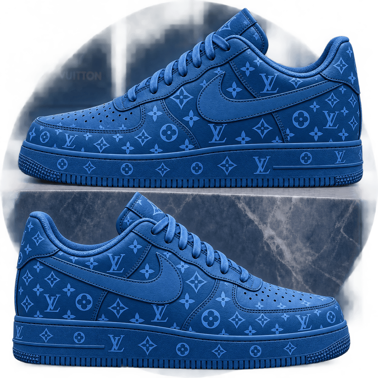 Louis Vuitton | Tonal Blue Monogram Sneakers Winter 2026 Collection