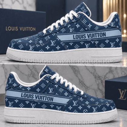 Louis Vuitton | Navy Monogram Stripe Sneakers Fall 2026 Collection