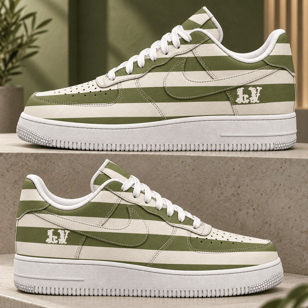 Louis Vuitton | Olive Monogram Stripes Sneakers Fall 2026 Collection