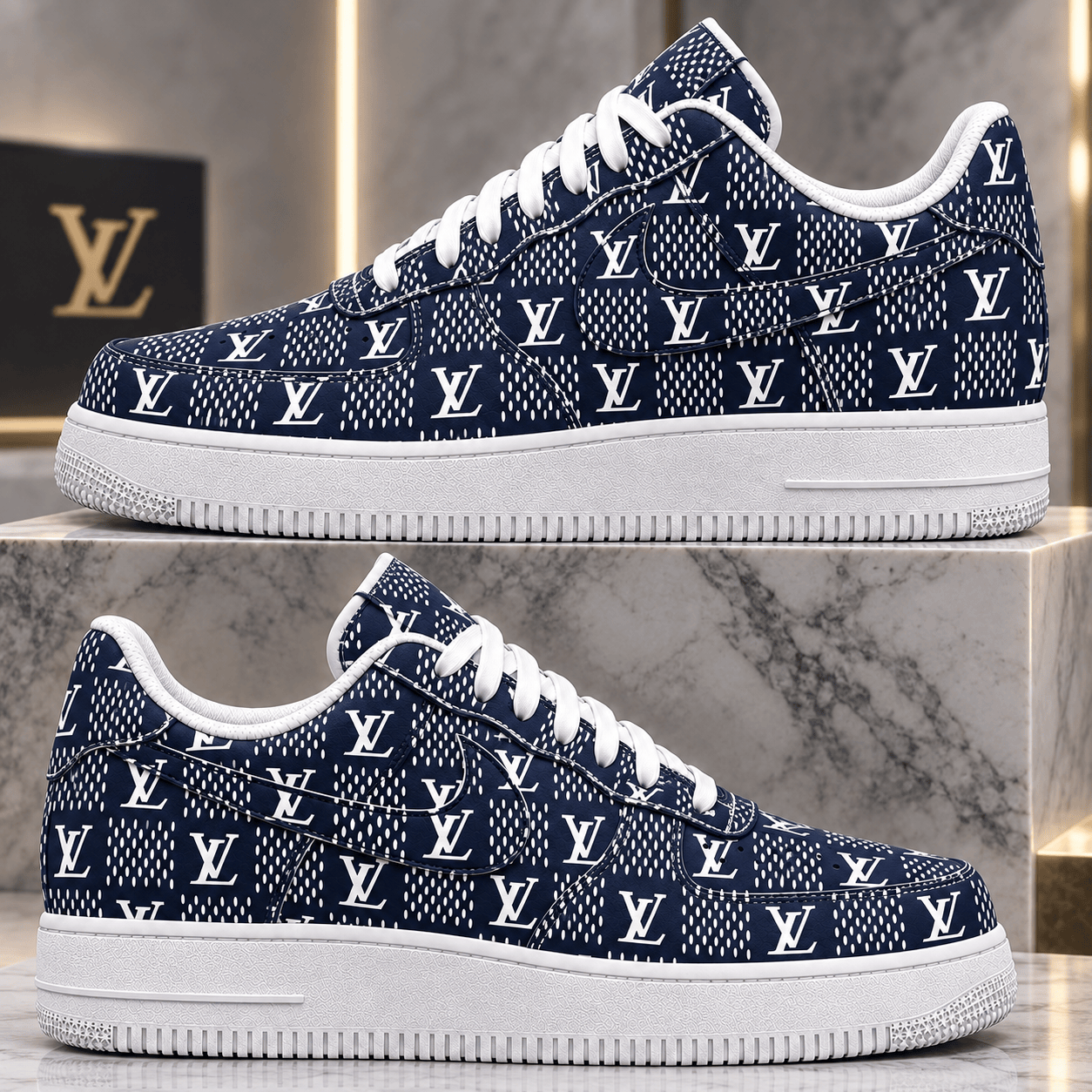 Louis Vuitton | Navy Monogram Dot Print Sneakers Fall 2026 Collection