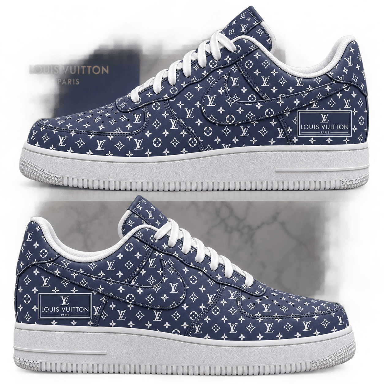 Louis Vuitton | Navy Monogram Print Sneakers Fall 2026 Collection