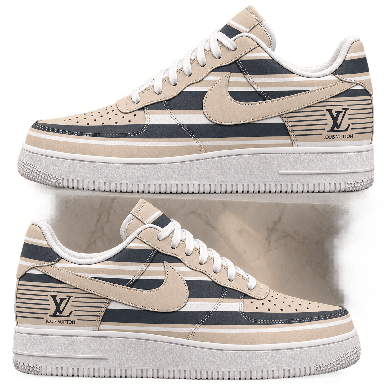 Louis Vuitton | Neutral Heritage Stripes Sneakers Fall 2026 Collection