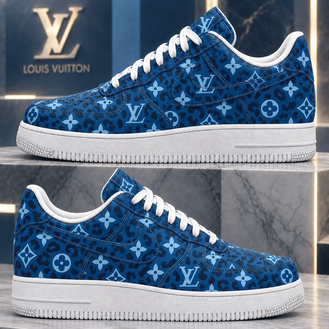 Louis Vuitton | Blue Leopard Monogram Sneakers Winter 2026 Collection