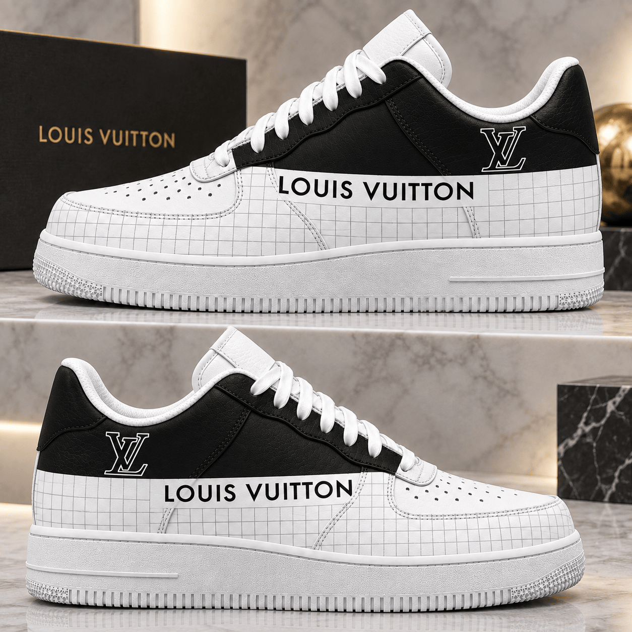 Louis Vuitton | Monochrome Grid Logo Sneakers Winter 2026 Collection