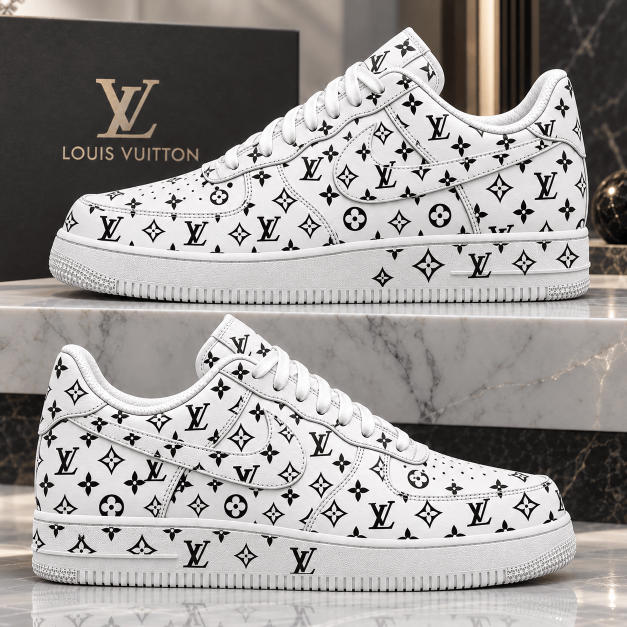Louis Vuitton | Black Monogram Print Sneakers Winter 2026 Collection