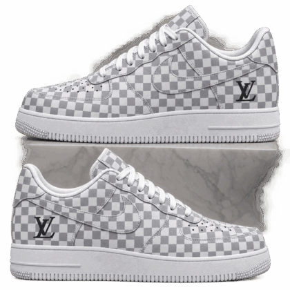 Louis Vuitton | Silver Checkerboard Print Sneakers Winter 2026 Collection