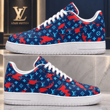 Louis Vuitton | Red Blue Monogram Camo Sneakers Winter 2026 Collection