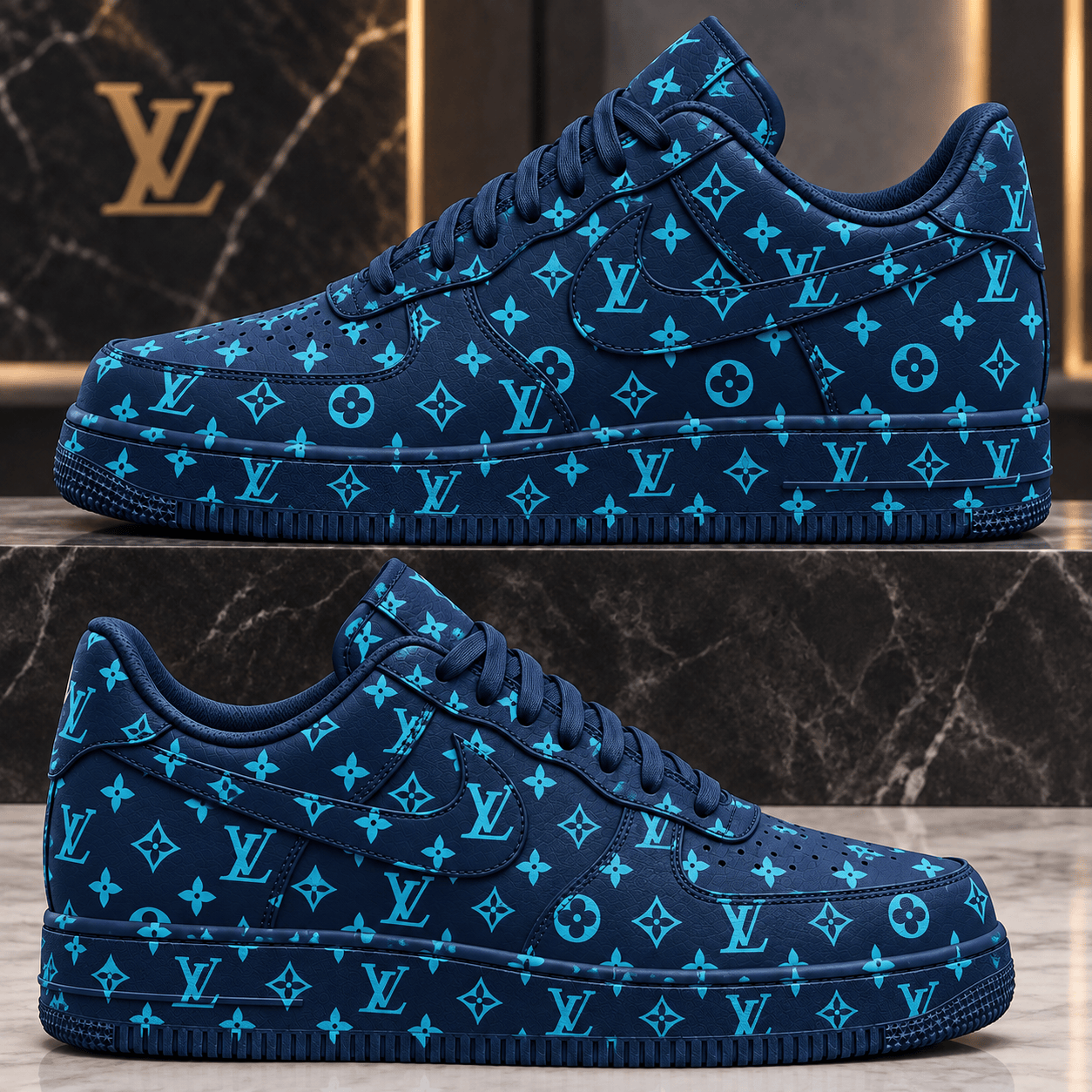 Louis Vuitton | Electric Blue Monogram Sneakers Winter 2026 Collection