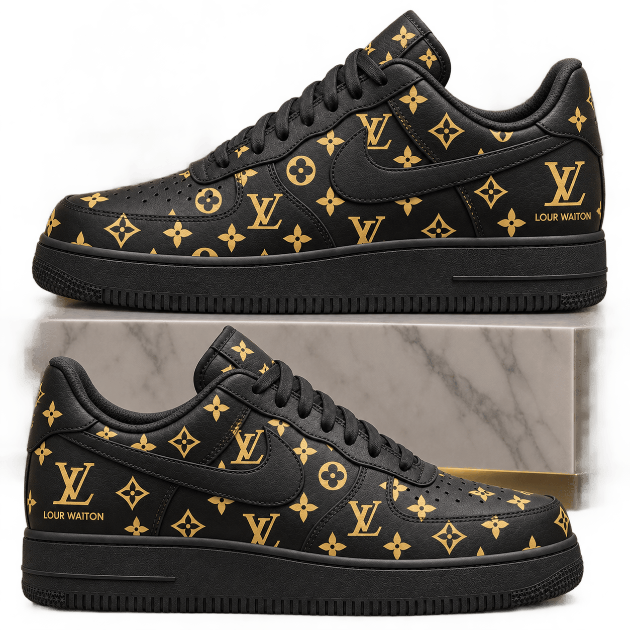 Louis Vuitton | Gold Monogram Print Sneakers Winter 2026 Collection