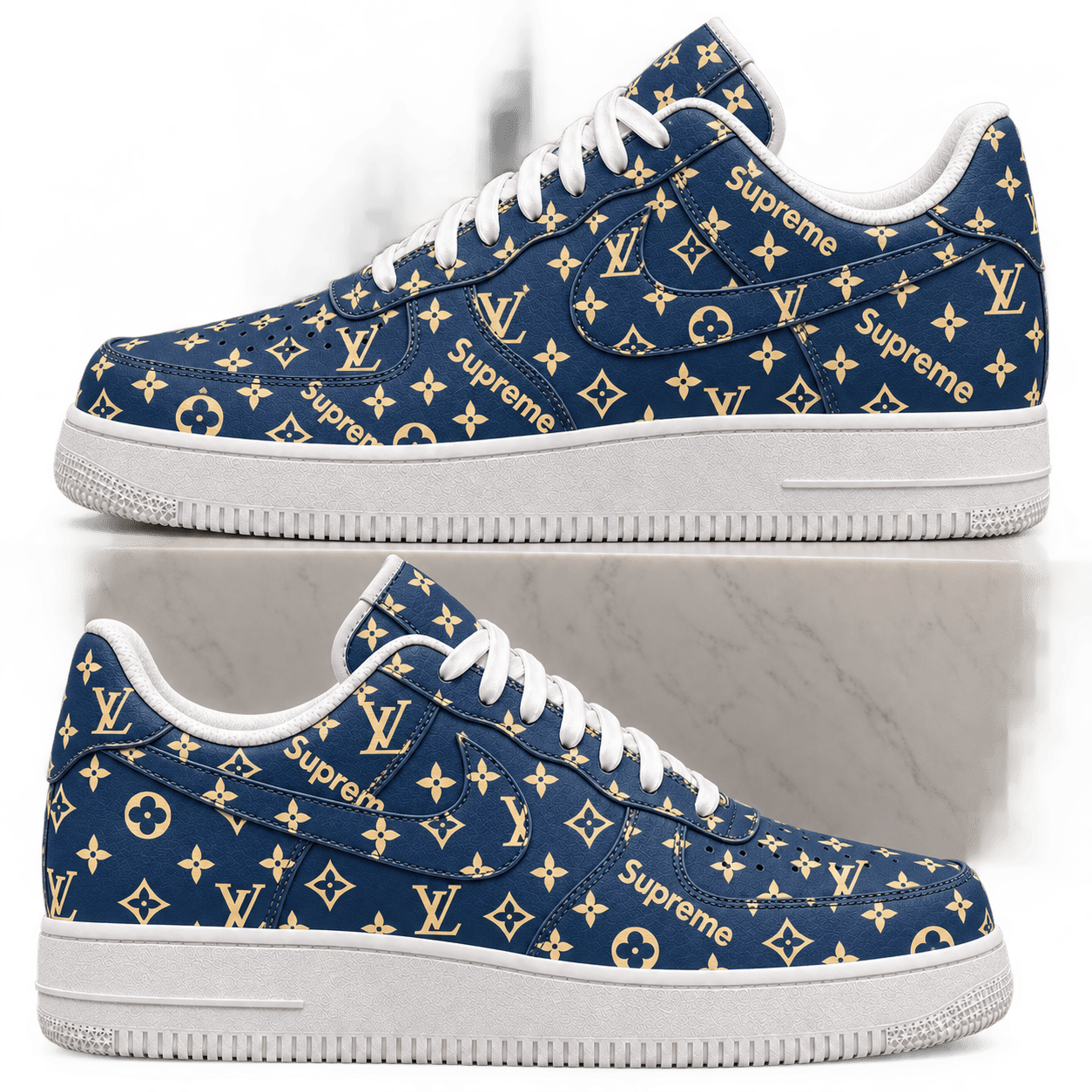 Louis Vuitton | Navy Gold Monogram Sneakers Winter 2026 Collection