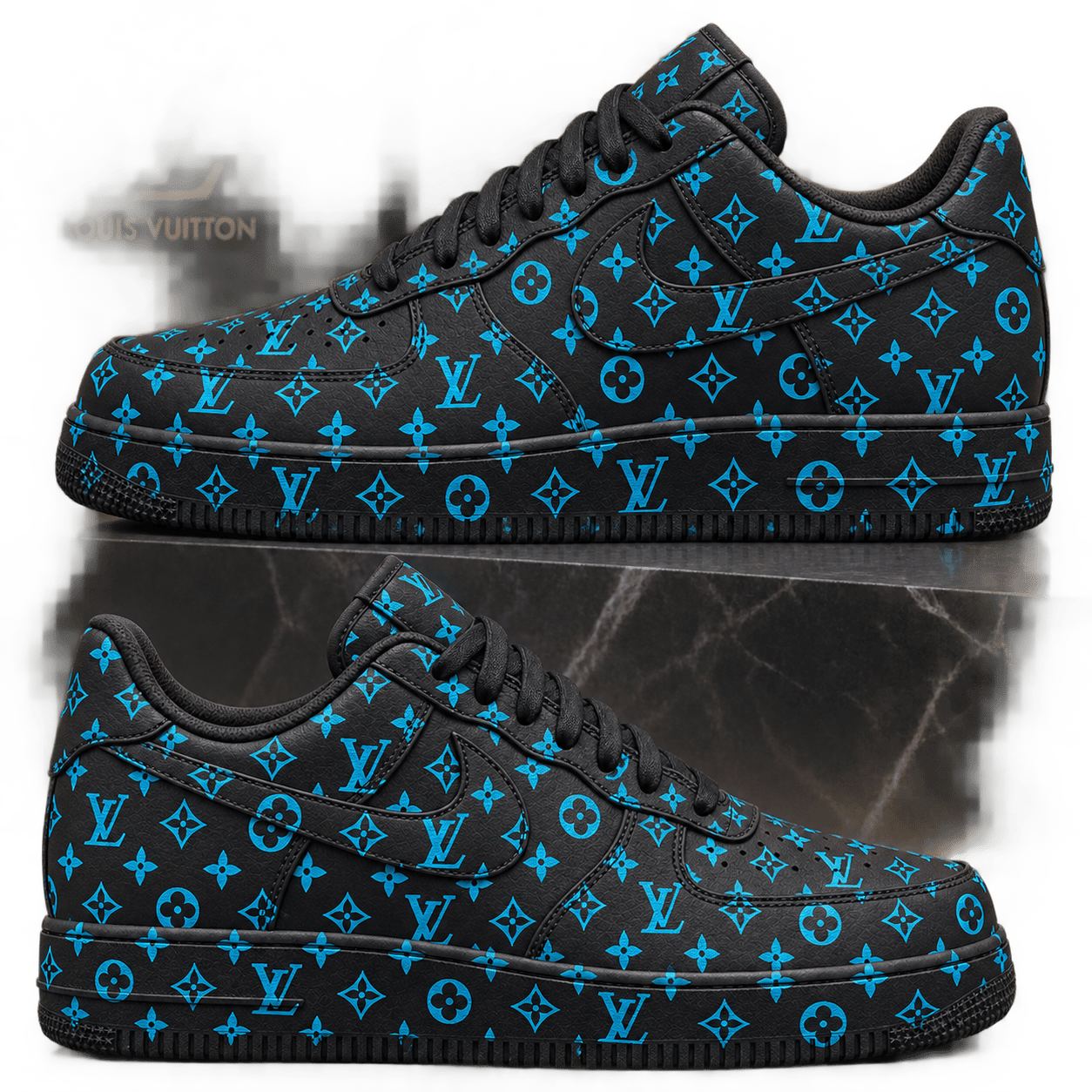 Louis Vuitton | Electric Blue Monogram Print Sneakers Winter 2026 Collection