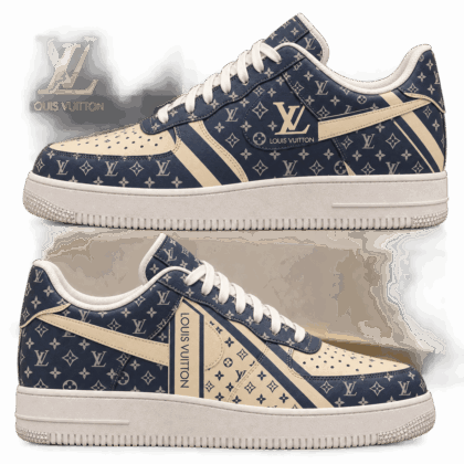 Louis Vuitton | Navy Monogram Stripe Sneakers Winter 2026 Collection