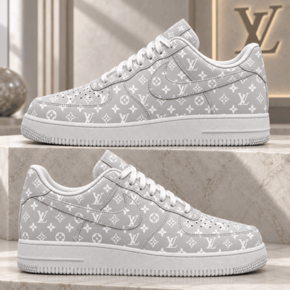 Louis Vuitton | Pearl Grey Monogram Print Sneakers Winter 2026 Collection