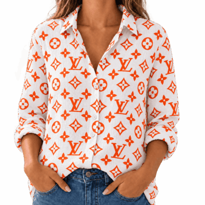 Louis Vuitton | Orange Monogram Print Linen Shirt Winter 2026 Collection