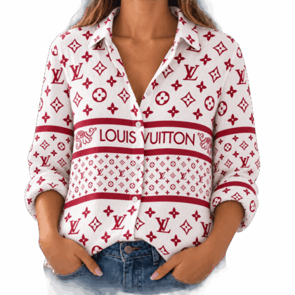Louis Vuitton | Crimson Monogram Stripe Linen Shirt Fall 2026 Collection