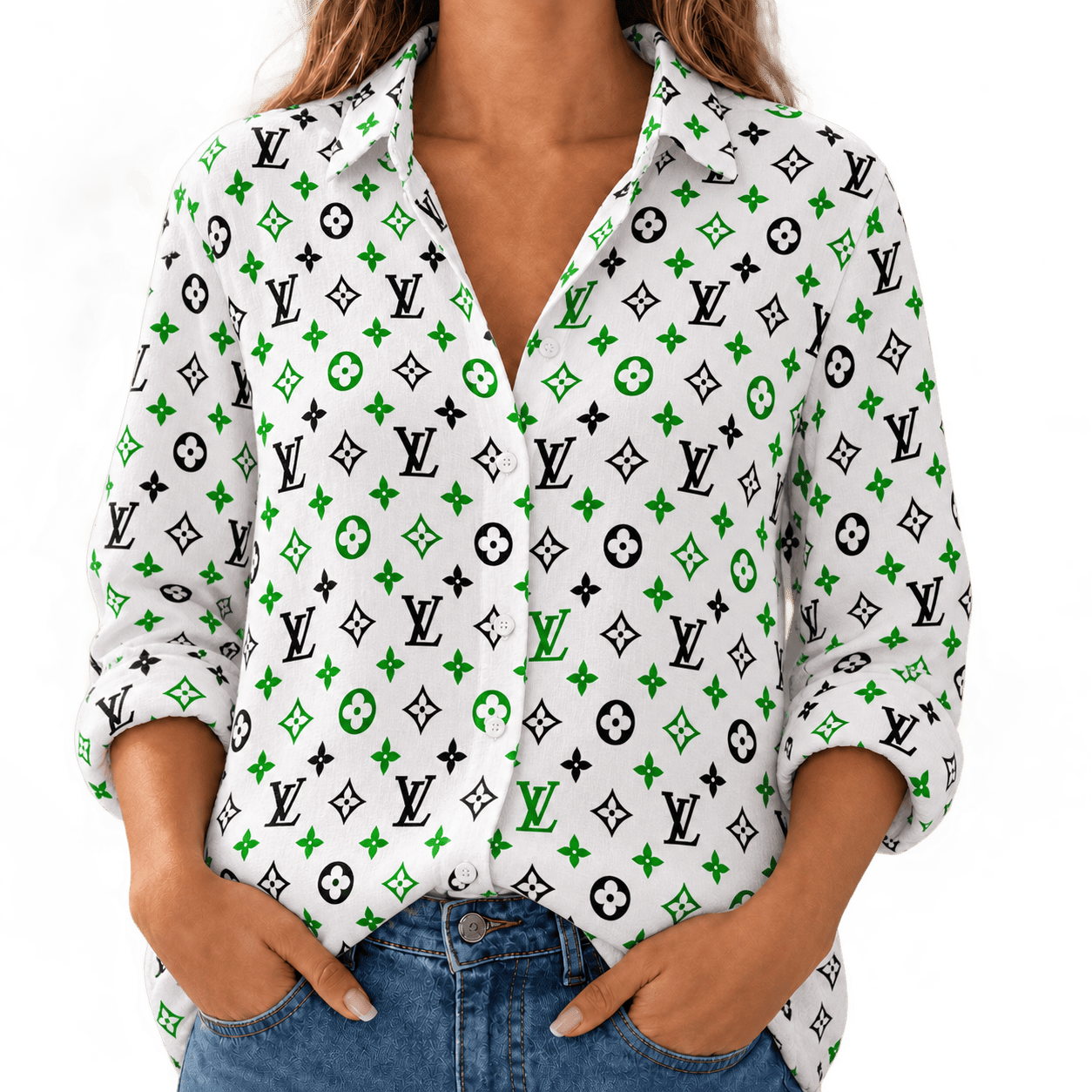 Louis Vuitton | Emerald Monogram Print Linen Shirt Fall 2026 Collection
