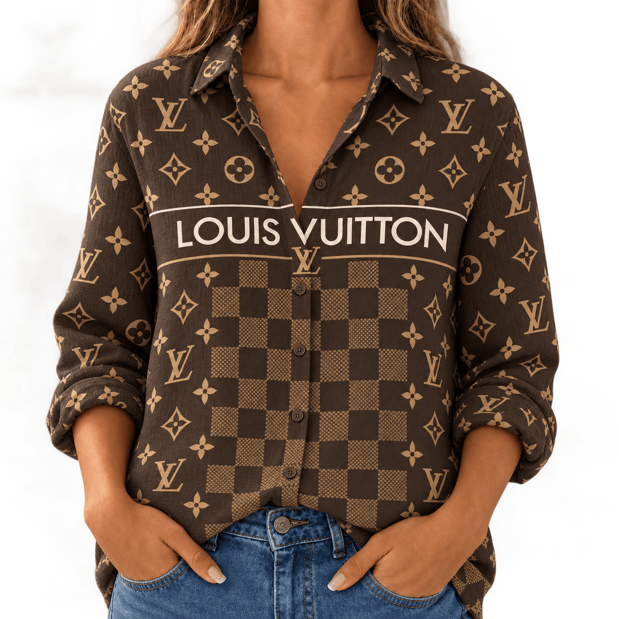 Louis Vuitton | Monogram Checkerboard Print Linen Shirt Fall 2026 Collection