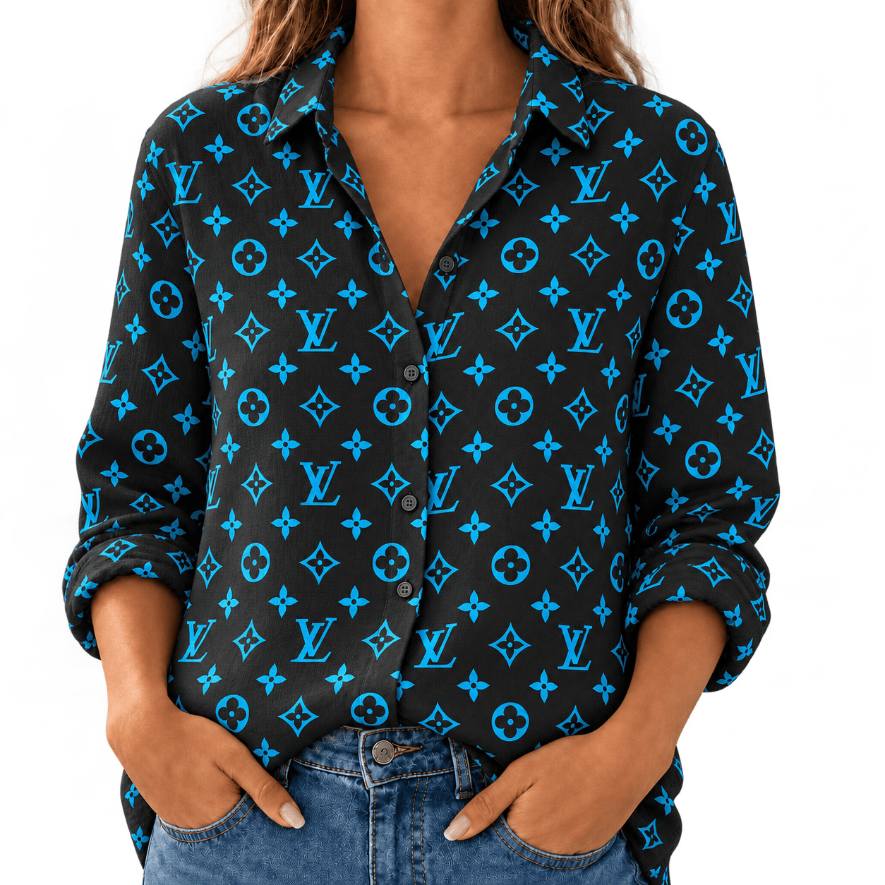 Louis Vuitton | Electric Blue Monogram Linen Shirt Winter 2026 Collection