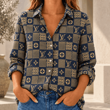 Louis Vuitton | Monogram Patchwork Print Linen Shirt Winter 2026 Collection
