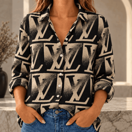 Louis Vuitton | Distressed Oversized Monogram Linen Shirt Winter 2026 Collection