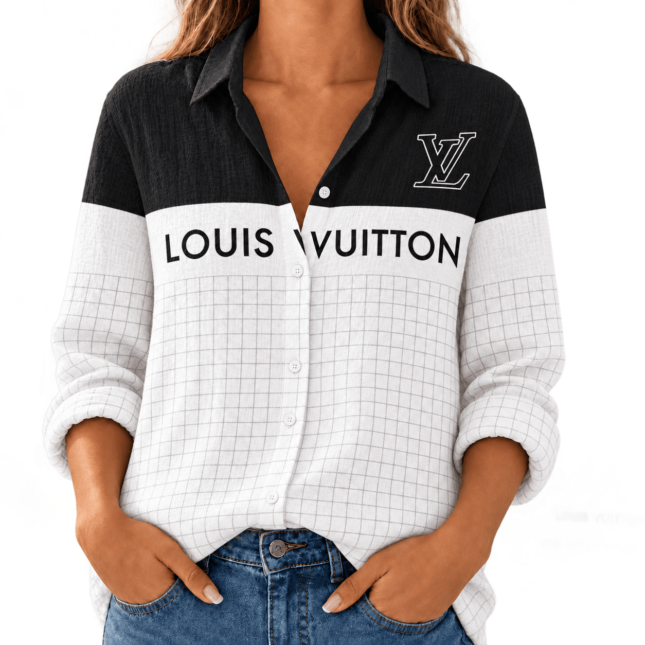 Louis Vuitton | Monogram Grid Colorblock Linen Shirt Winter 2026 Collection