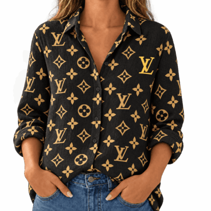 Louis Vuitton | Golden Monogram Print Linen Shirt Winter 2026 Collection