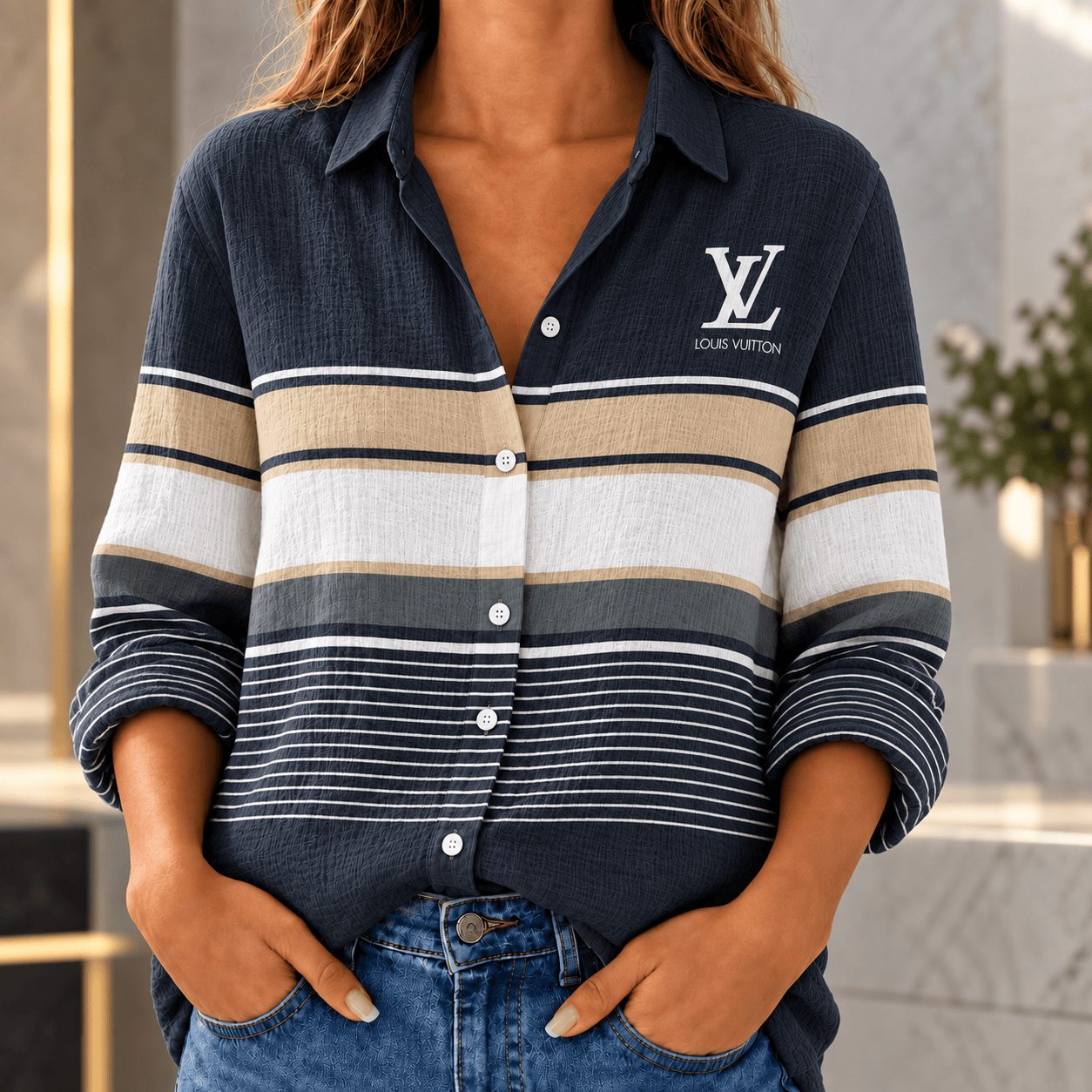 Louis Vuitton | Coastal Colorblock Stripe Linen Shirt Fall 2026 Collection