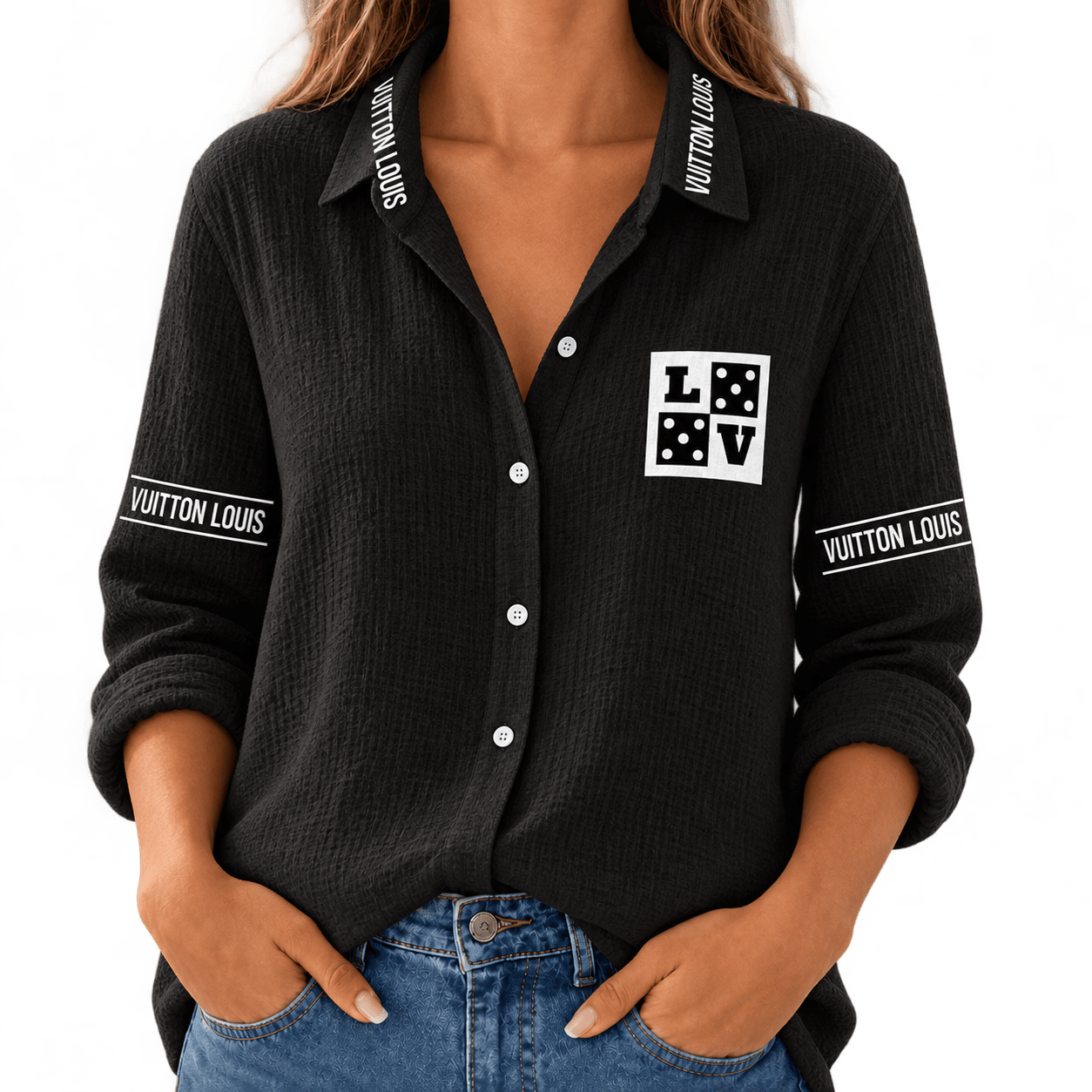 Louis Vuitton | Dice Emblem Typography Linen Shirt Fall 2026 Collection