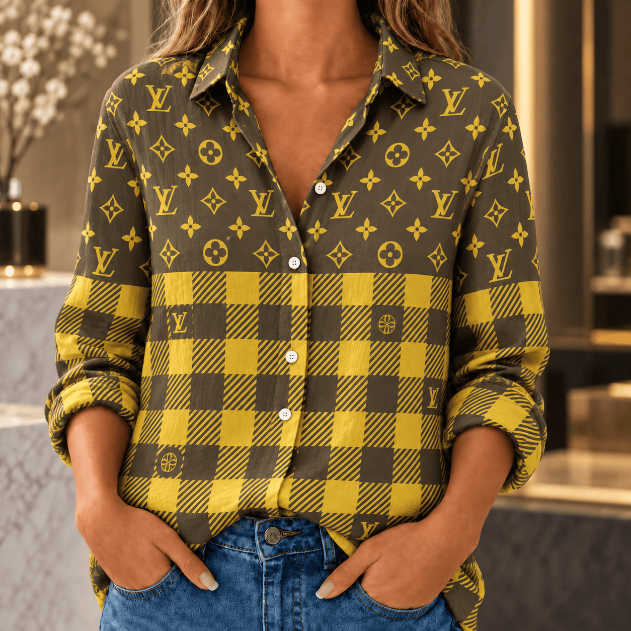 Louis Vuitton | Monogram Buffalo Check Linen Shirt Fall 2026 Collection