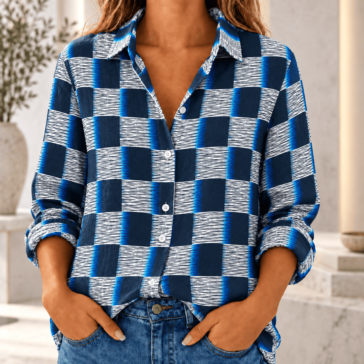 Louis Vuitton | Brushstroke Check Print Linen Shirt Winter 2026 Collection