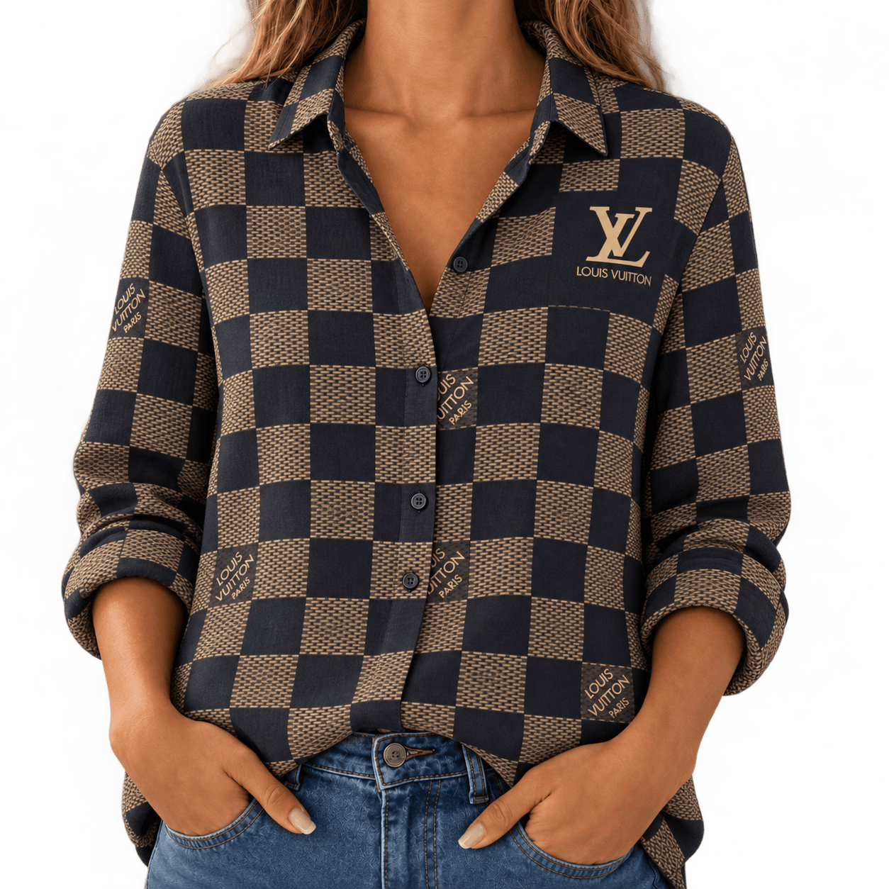 Louis Vuitton | Woven Checkerboard Print Linen Shirt Winter 2026 Collection