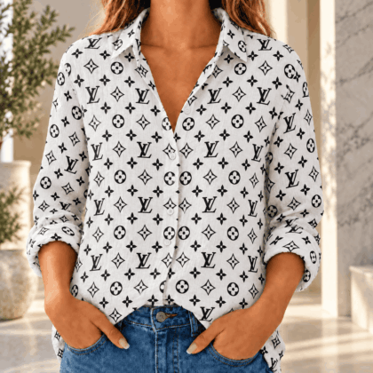 Louis Vuitton | Black Monogram Print Linen Shirt Fall 2026 Collection