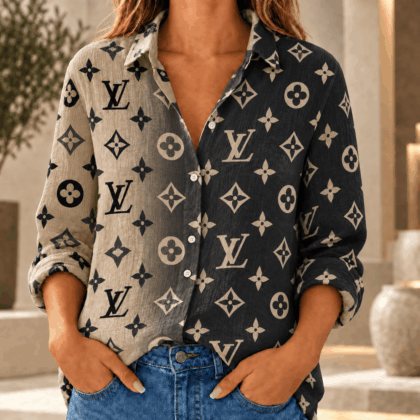 Louis Vuitton | Split-Tone Monogram Print Linen Shirt Winter 2026 Collection