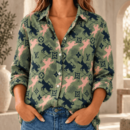 Louis Vuitton | Monogram Equestrian Camo Linen Shirt Fall 2026 Collection