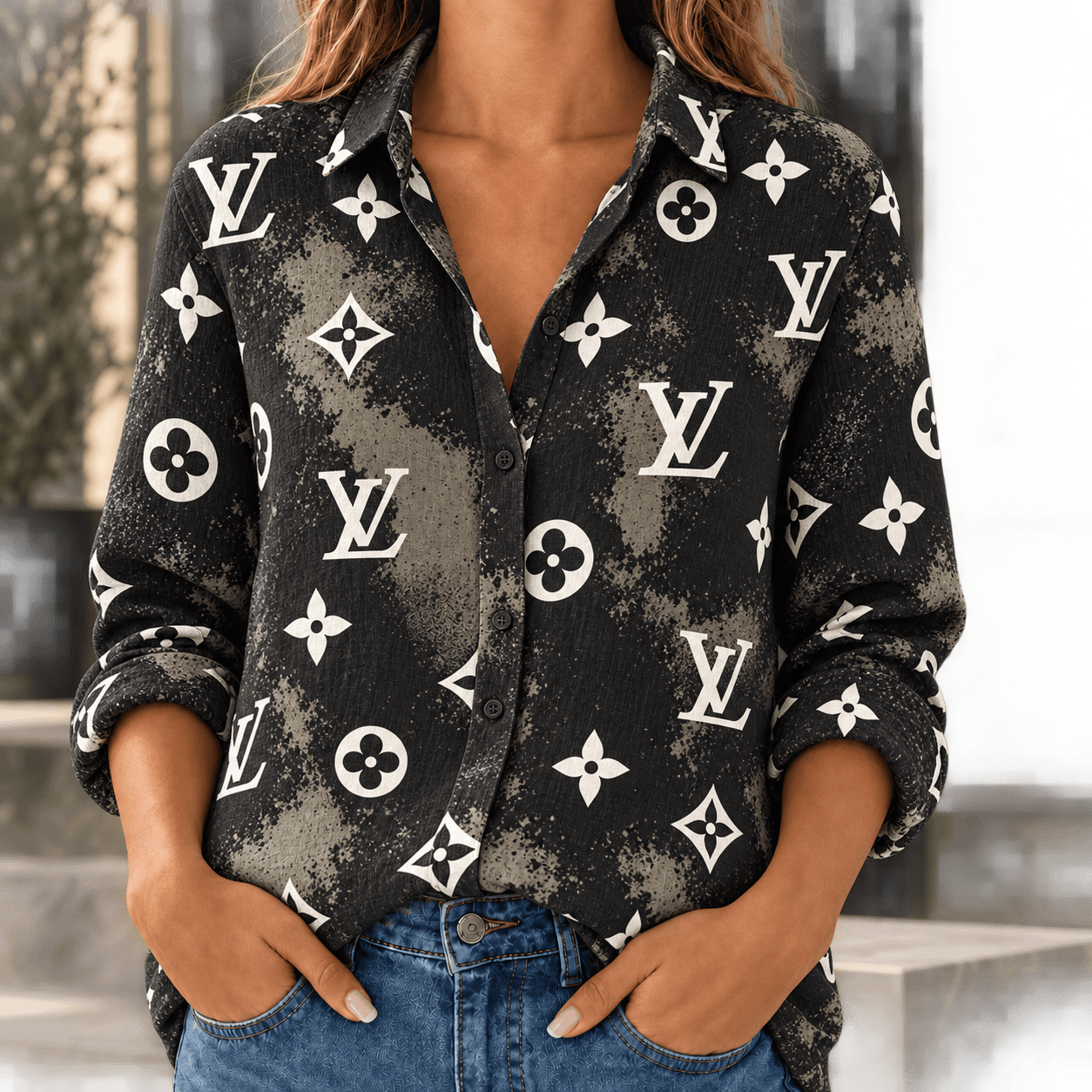 Louis Vuitton | Distressed Monogram Print Linen Shirt Fall 2026 Collection