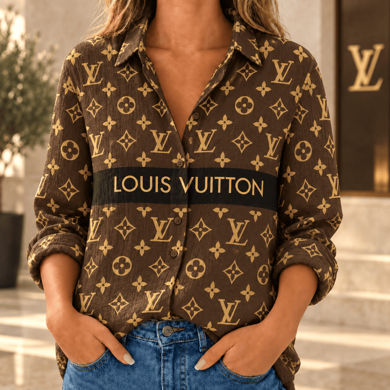Louis Vuitton | Monogram Chest Stripe Linen Shirt Winter 2026 Collection