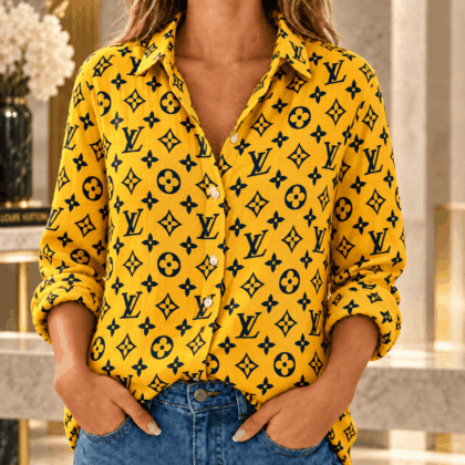 Louis Vuitton | Golden Oversized Monogram Linen Shirt Fall 2026 Collection