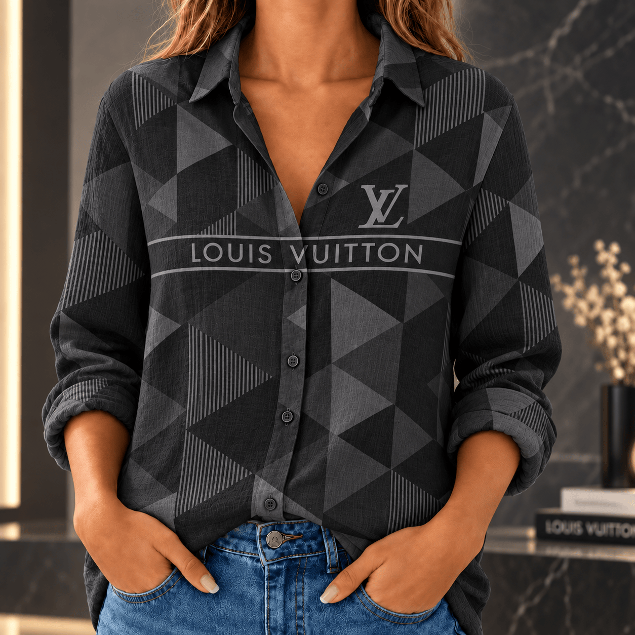 Louis Vuitton | Geometric Triangle Print Linen Shirt Fall 2026 Collection
