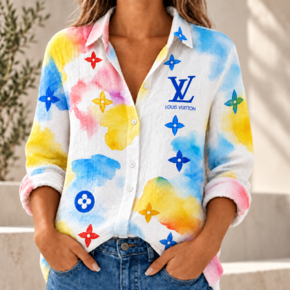 Louis Vuitton | Watercolor Monogram Print Linen Shirt Fall 2026 Collection