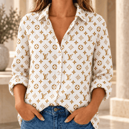 Louis Vuitton | Golden Monogram Print Linen Shirt Winter 2026 Collection