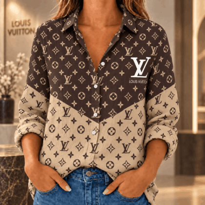 Louis Vuitton | Two-Tone Monogram Chevron Linen Shirt Fall 2026 Collection