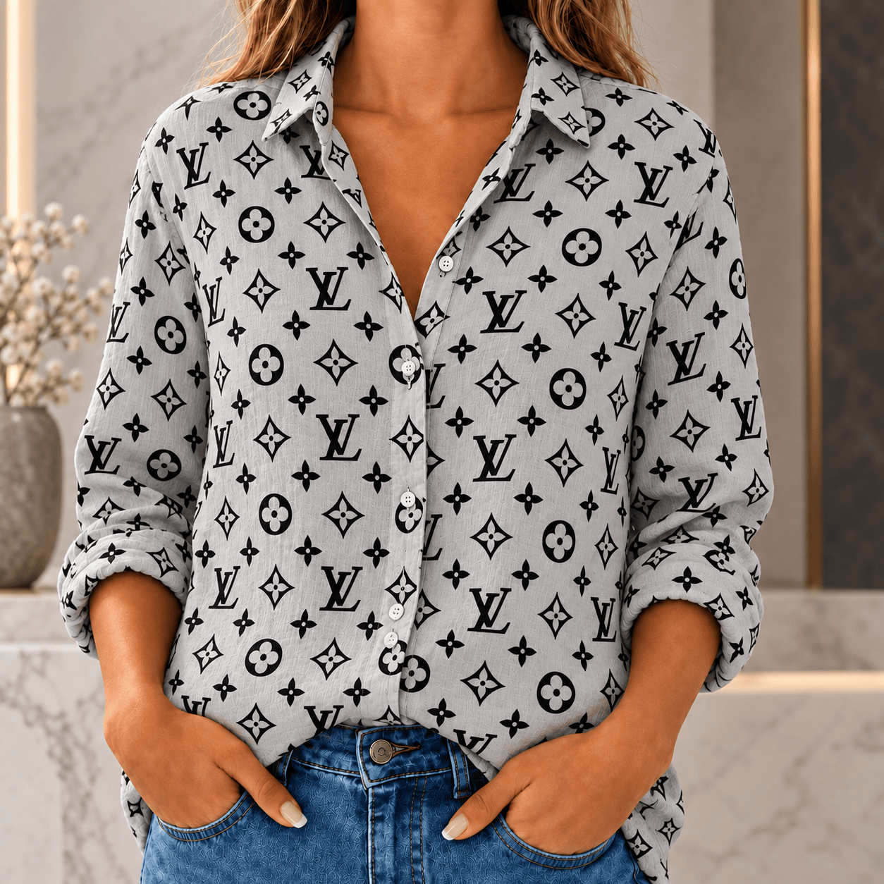 Louis Vuitton | Monochrome Monogram Print Linen Shirt Fall 2026 Collection