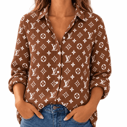 Louis Vuitton | Chocolate Monogram Print Linen Shirt Winter 2026 Collection